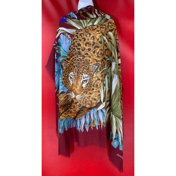 Salvatore Ferragamo Silk Blend Leopard Floral Exquisite 52